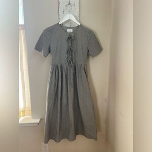 THINGS BETWEEN Gray Striped Midi Dress; Size XS. Length 41 inches